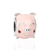 Charm cochon mignon en émail rose - Argent S925