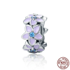 Charm fleurs violettes avec perles bleues - Argent S925