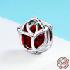 Charm rose perle en cristal rouge - Argent S925