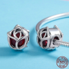 Charm rose perle en cristal rouge - Argent S925