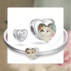Charm Coeur photo personnalisée avec chat- Argent S925