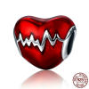 Charm cœur rouge rythme cardiaque - Argent S925