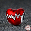 Charm cœur rouge rythme cardiaque - Argent S925