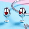 Charm verre à vin avec petit coeur - Argent S925
