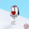 Charm verre à vin avec petit coeur - Argent S925