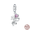 Charm pendentif coeur avec perles en cristal - Argent S925