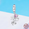 Charm pendentif coeur avec perles en cristal - Argent S925