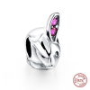 Charm lapin perles roses - Argent S925
