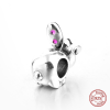 Charm lapin perles roses - Argent S925