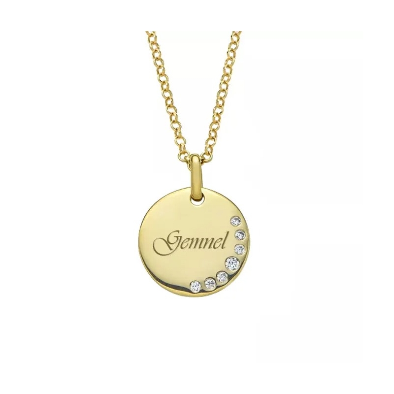 Collier Médaille personnalisé Perles en Zirconium - Plaqué or jaune
