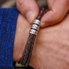 Bracelet Cuir tressé Homme avec perles Argent personnalisées