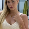 Collier chaîne trombone - Perle d'eau douce et médaillon personnalisé