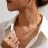 Collier chaîne trombone - Perle d'eau douce et médaillon personnalisé