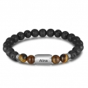 Bracelet personnalisé Pierres de lave et oeil de tigre