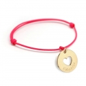Bracelet cordon personnalisé charm coeur - Plaqué or